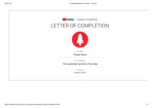 Youtube Certificate
