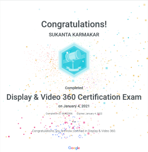 Display & Video 360 certificate